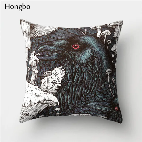 Hongbo, 1 шт., Женская Подушка с черепом, птица, сова, для девочек, узор, домашний декор, декоративные подушки, наволочка, наволочка - Цвет: 7