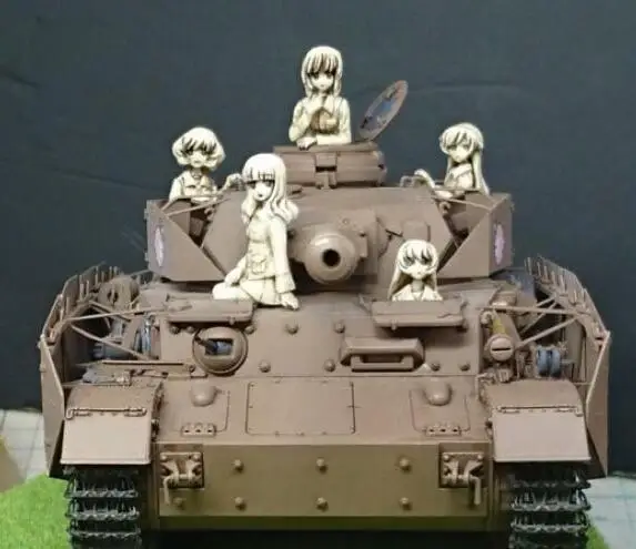 1/35 смолы цифры японский мультфильм Стиль Chariot для девочек Стиль III(5 шт./компл. с глаз наклейки, без бака) модель комплект