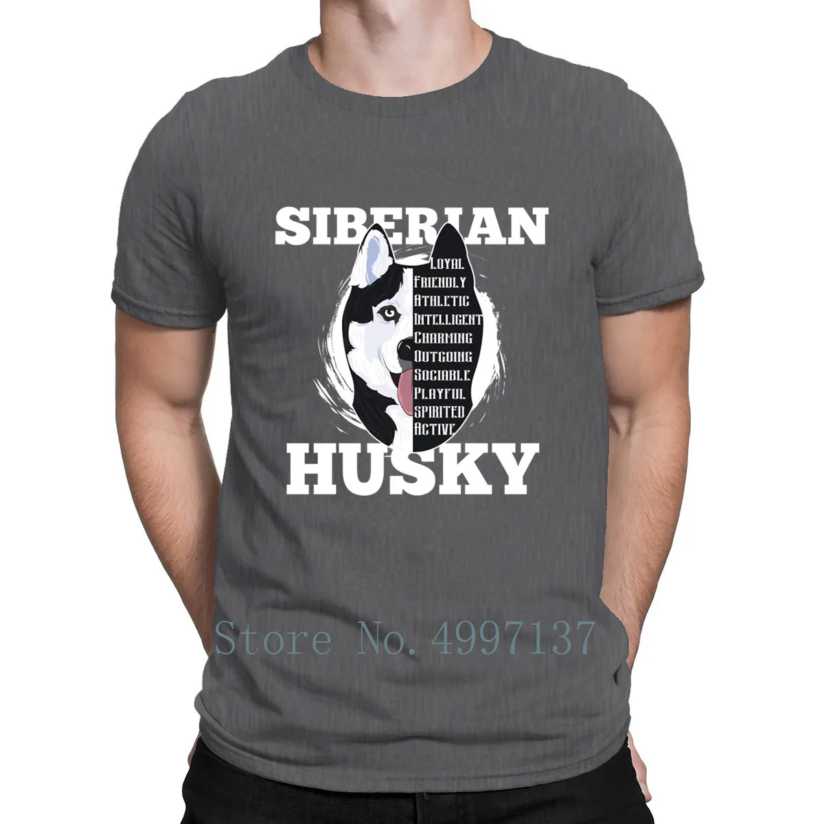 Футболка с принтом щенков хаски &quotSiberian Husky&quot летняя комфортная футболка