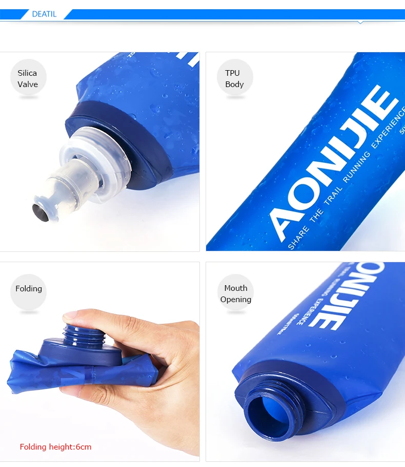 AONIJIE Спортивная BPA Складная мягкая фляжка, сумка для воды, бутылка для воды, чашка, чайник, гидратационный пакет, резервуар для воды