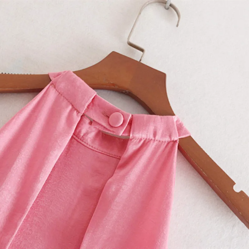 NSZ женское атласное летнее платье с лямкой на шее без рукавов открытой спиной