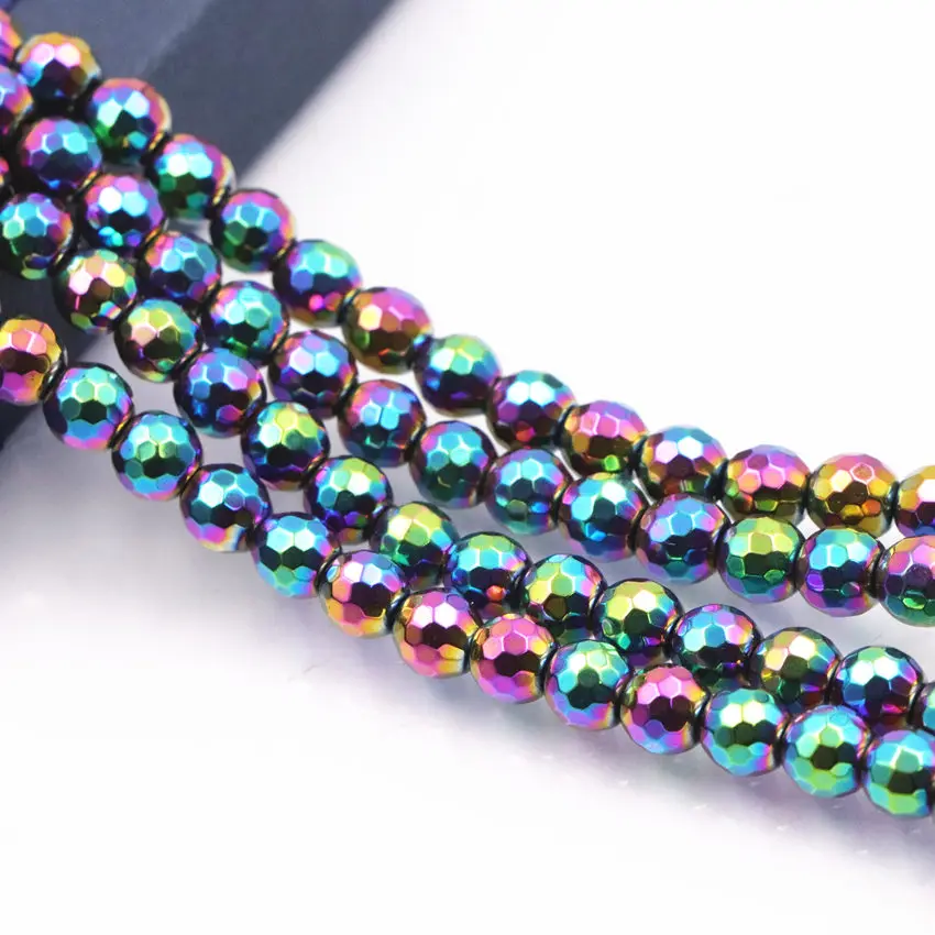 Граненые круглые бусины из натурального камня для изготовления ювелирных