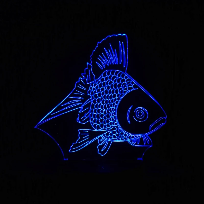 Новый мультфильм LED 3D золотая рыбка ночник 7 цветов Изменение Настольная лампа