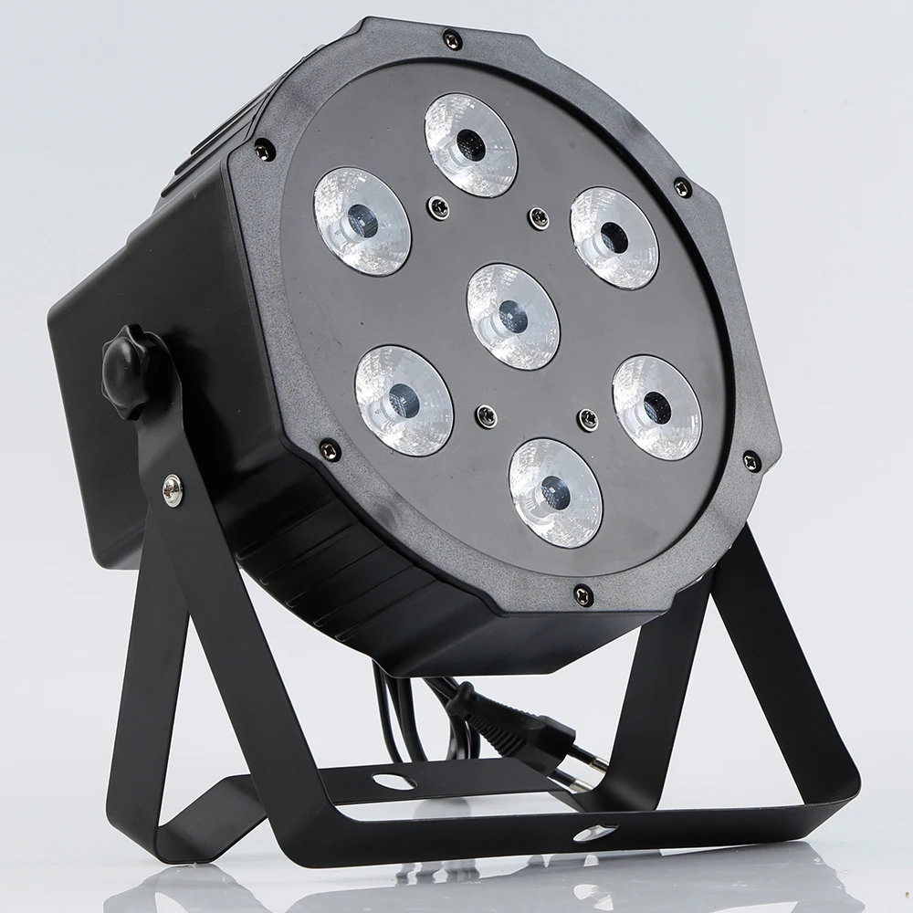 Белый dj мыть свет led par свет 7x12 Вт rgbw 4in1 Светодиодный прожектор сценический плоский Slim led par стробоскоп со вспышкой