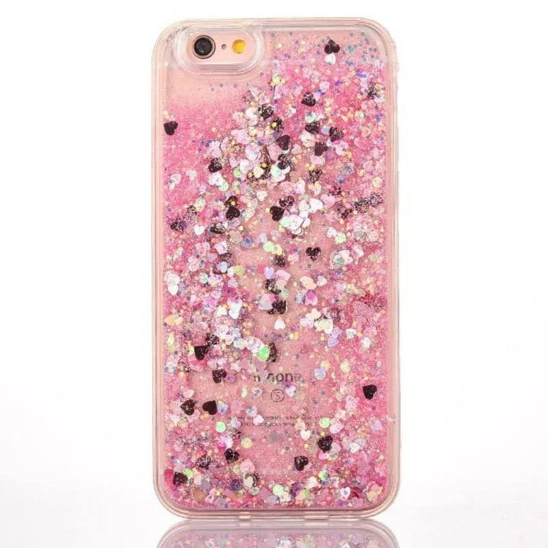 Блеск сердце любовь Жидкий чехол СПС Coque iphone 8 7 6S Чехлы для принципиально Apple IPhone