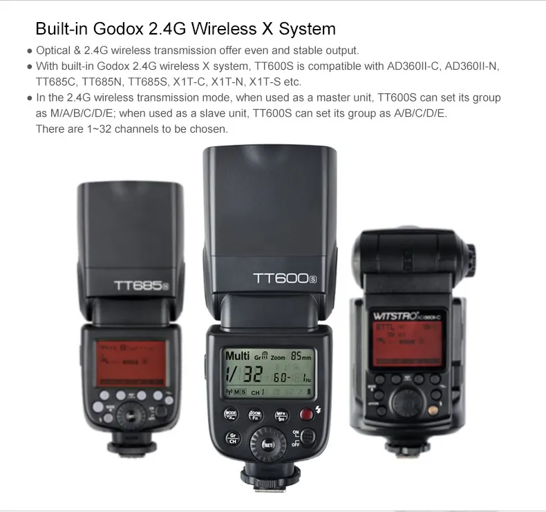 Godox 3 шт. TT600 2,4G Беспроводная вспышка для камеры+ X1T-Transmitter беспроводной триггер для вспышки для Canon Nikon фужи Олимпус sony