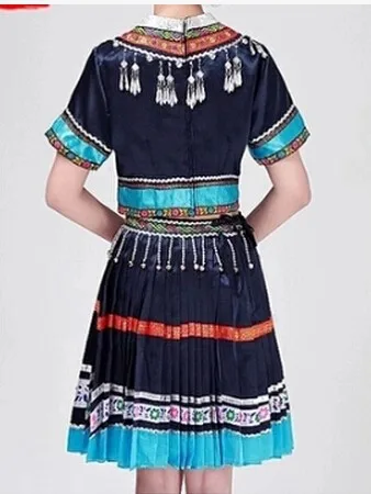 Новинка Скидка Женская одежда Hmong Miao Древние Традиционные танцевальные китайские платья плюс размер Miao Hmong одежда