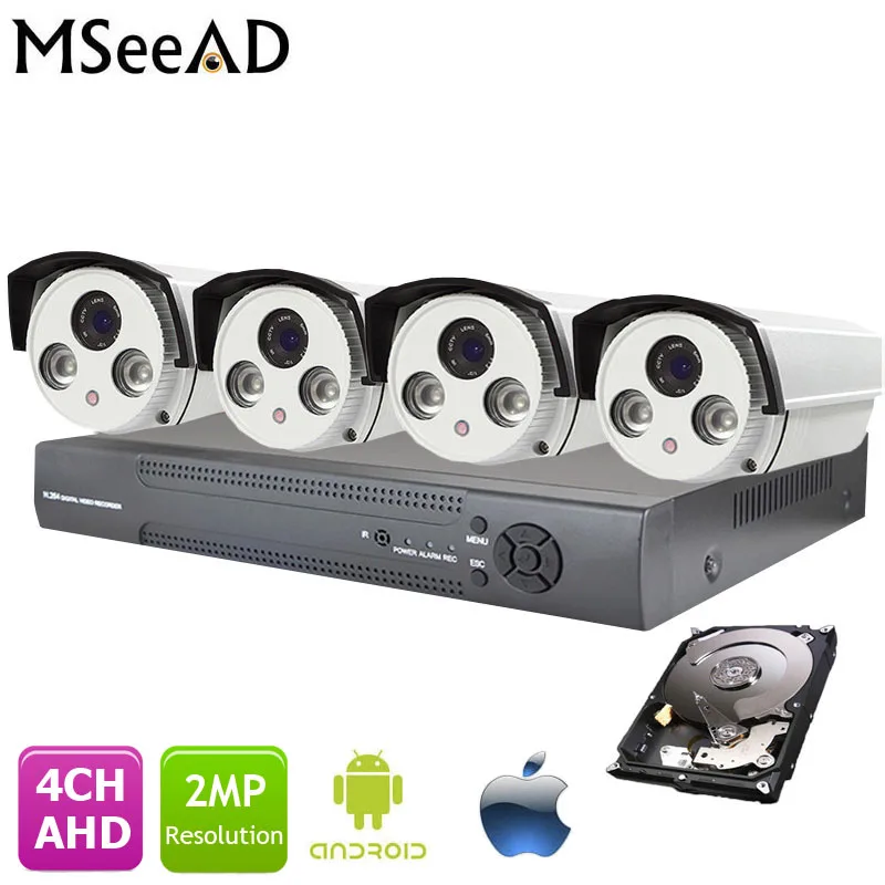 Наружный AHD 2MP CCTV Камера Системы 1080 P DVR комплект 4 канала Пуля камеры для домашней