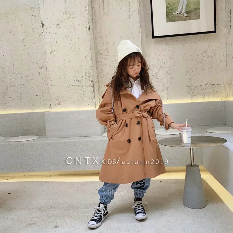 Детская одежда Новинка осени 2019 пальто для девочек Детское длинная