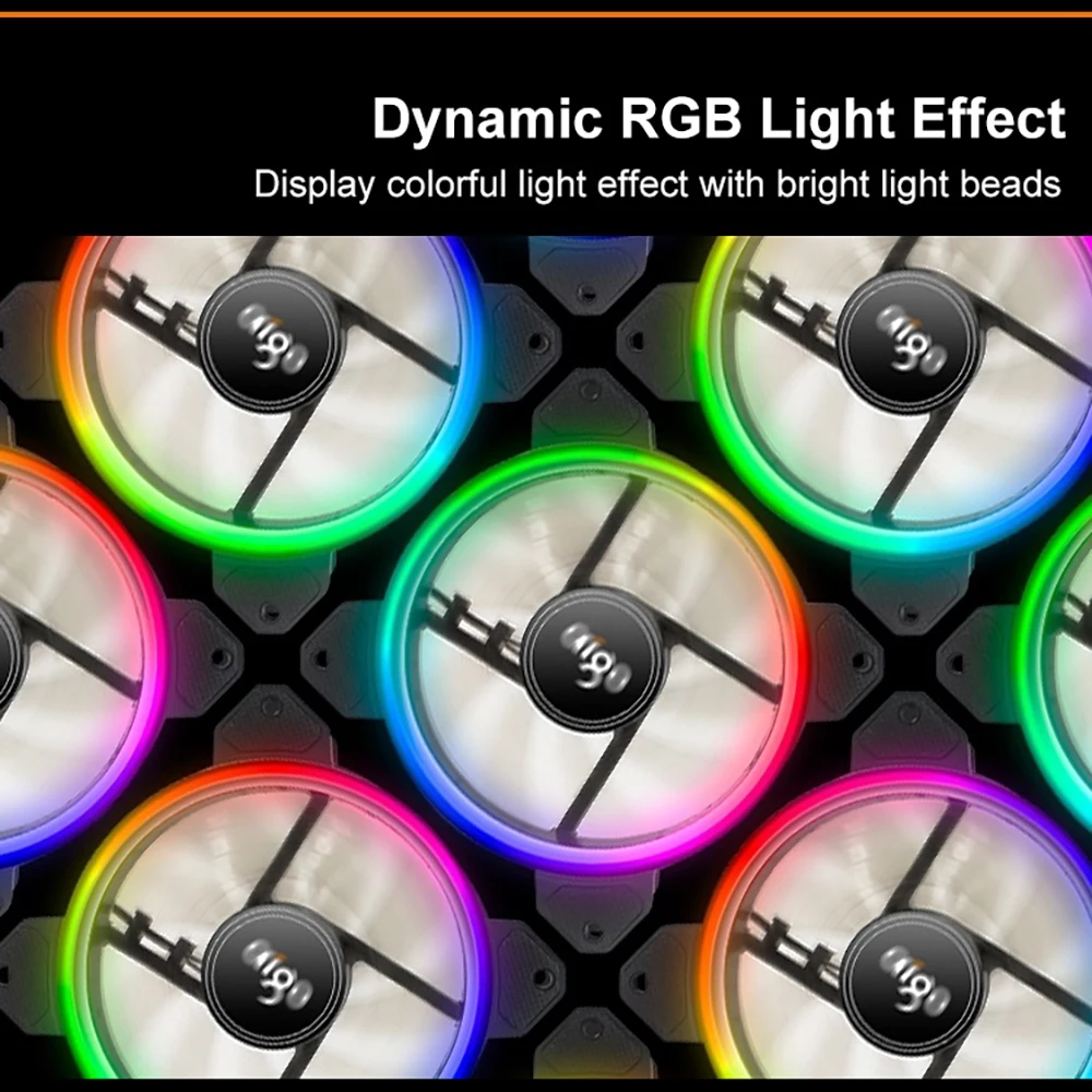 Aigo 5 шт. DR12 RGB Кулер для процессора с ИК пультом 120 мм LED Вентилятор компьютера