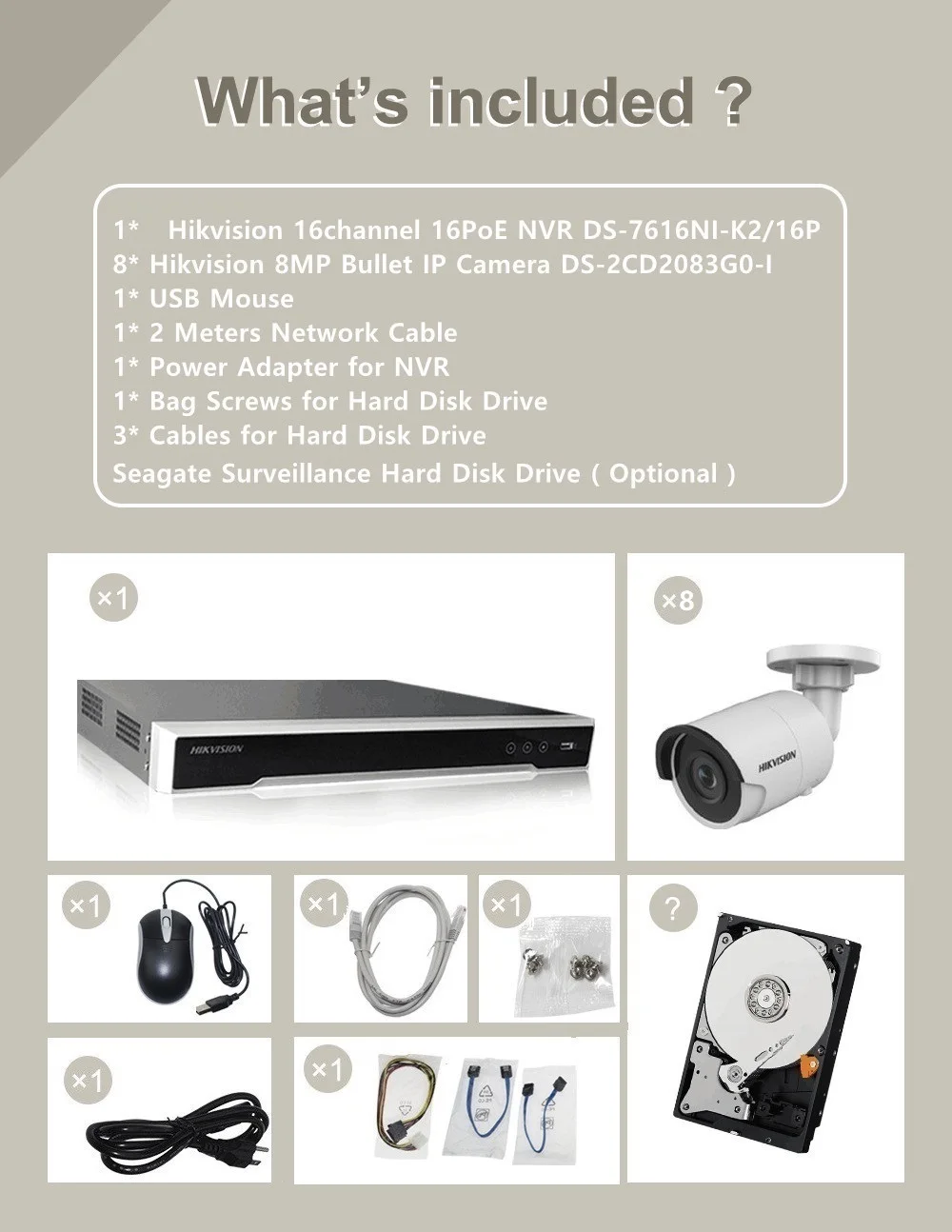 Hikvision CCTV система 16CH встроенный Plug& Play 4K NVR+ 8 шт DS-2CD2083G0-I 8MP пуля сетевая камера POE H.265 камера безопасности