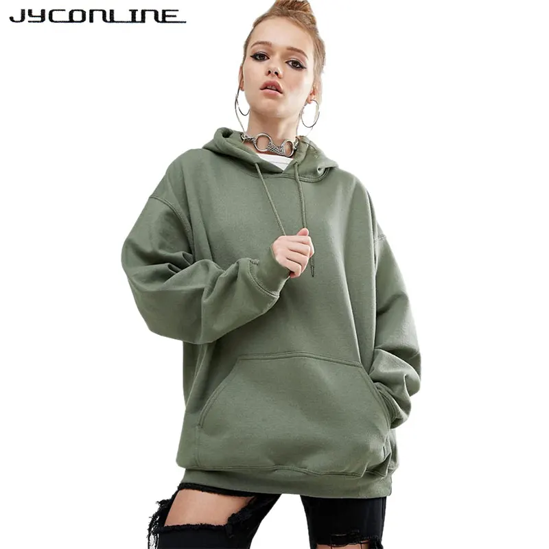 

JYConline 2017 Autumn Women Hoodies Female Hooded Sweatshirt Long Sleeve Pockets Plus Size Hoodies Casual Pullover Top Tracksuit