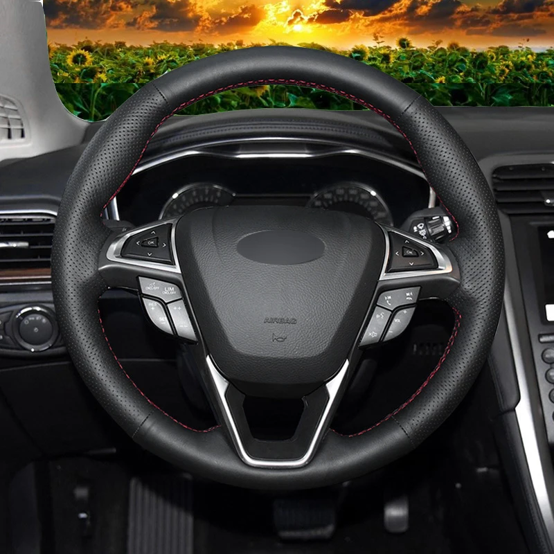 Сделай Сам черный чехол на руль Sofe искусственная кожа автомобильный для Ford Fusion