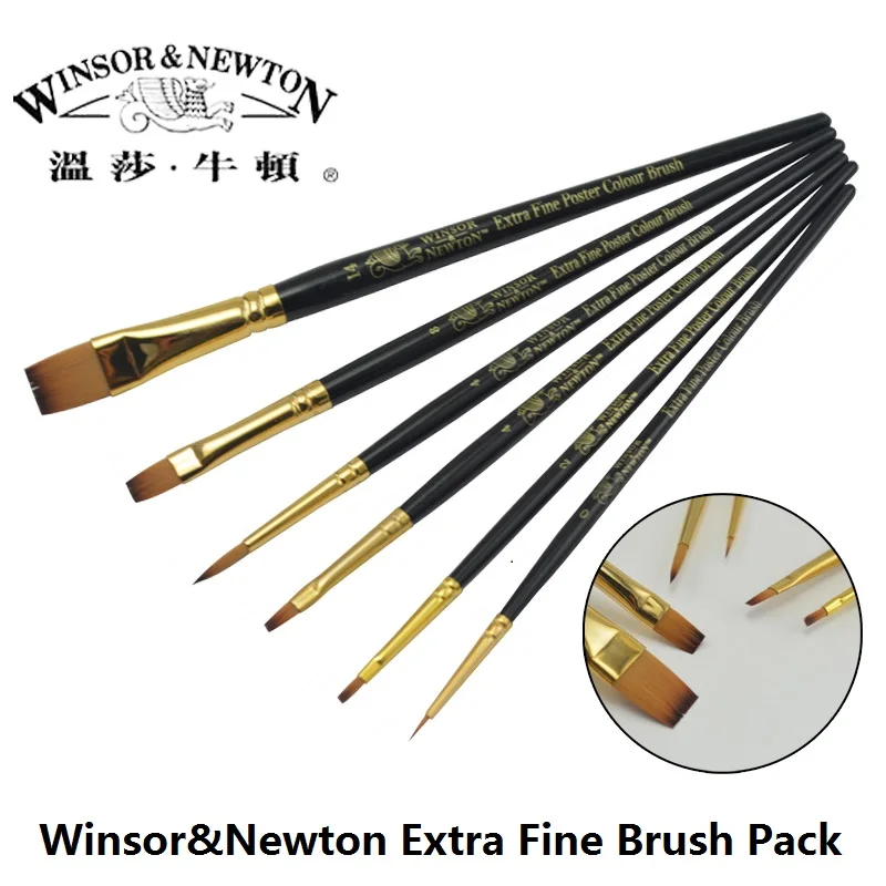 WINSOR& NEWTON художник нейлон гуашь акварель кисть для рисования, ручка Экстра тонкий плакат Цвет щетка 4 шт./компл. 6 шт./компл