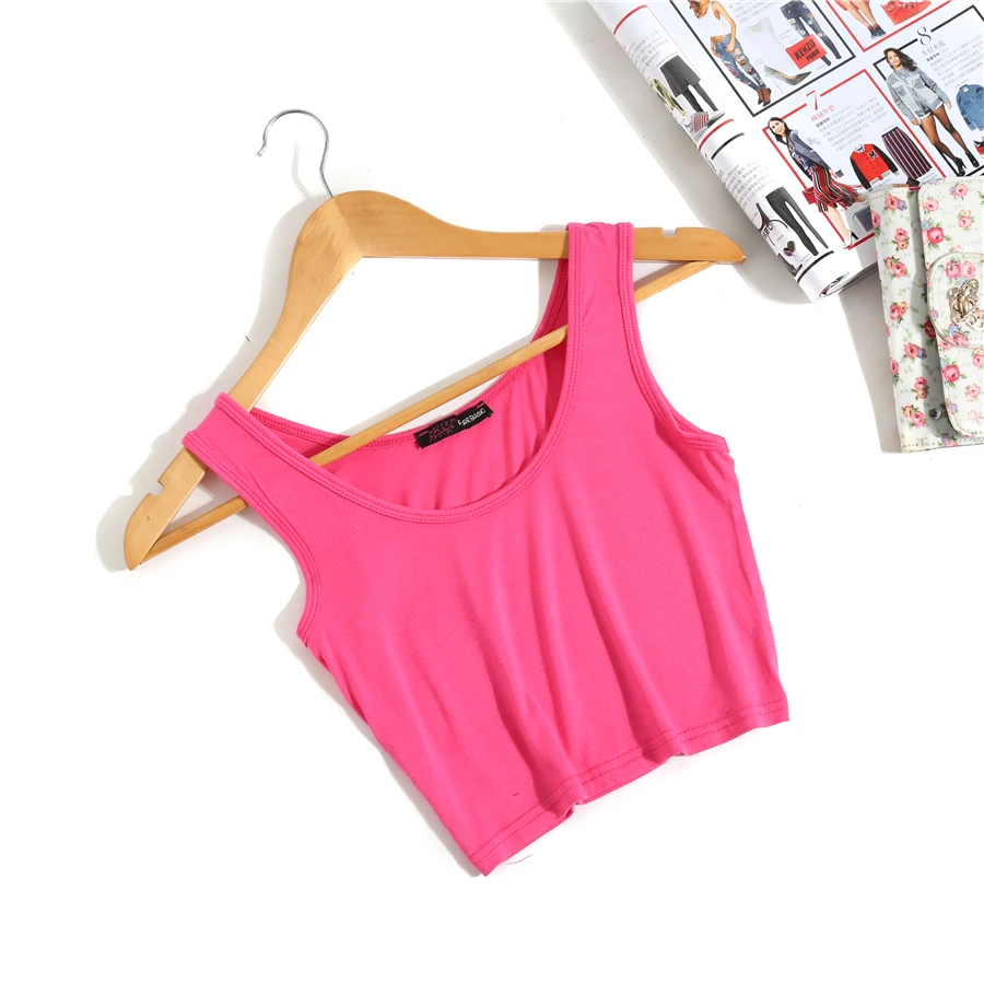 Женский облегающий короткий топ без рукавов U Croptops однотонный черный/белый