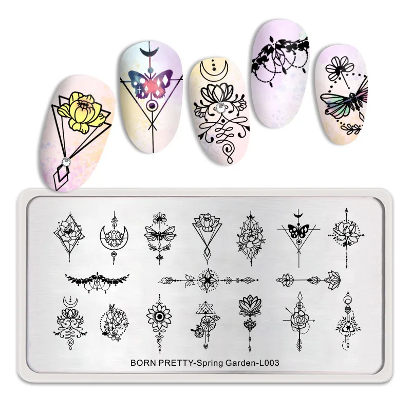BP-SP-L003 BORN PRETTY ногтей штамповки пластины прямоугольник нержавеющая сталь космическое пространство Звезда Луна изображение Трафарет DIY дизайн ногтей шаблон инструменты - Цвет: BP-SP-L003