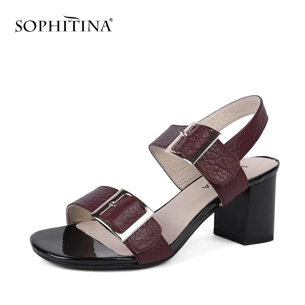 SOPHITINA/Модные женские босоножки из натуральной кожи однотонные туфли на