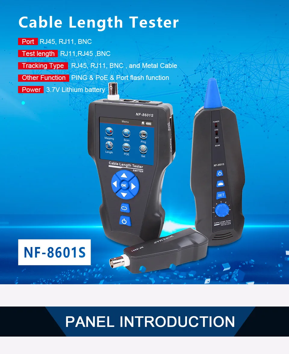 NOYAFA NF-8601S TDR тестер сетевой кабель тестер трекер RJ45 RJ11 lan длина кабеля телефонный трекер+ POE+ PING+ детектор напряжения