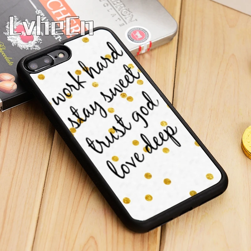 LvheCn Work Hard Sweet Trust God Love Deep Gold чехол в горошек для телефона iPhone 11 12 Pro X XR XS MAX 5 6 7 8 Plus