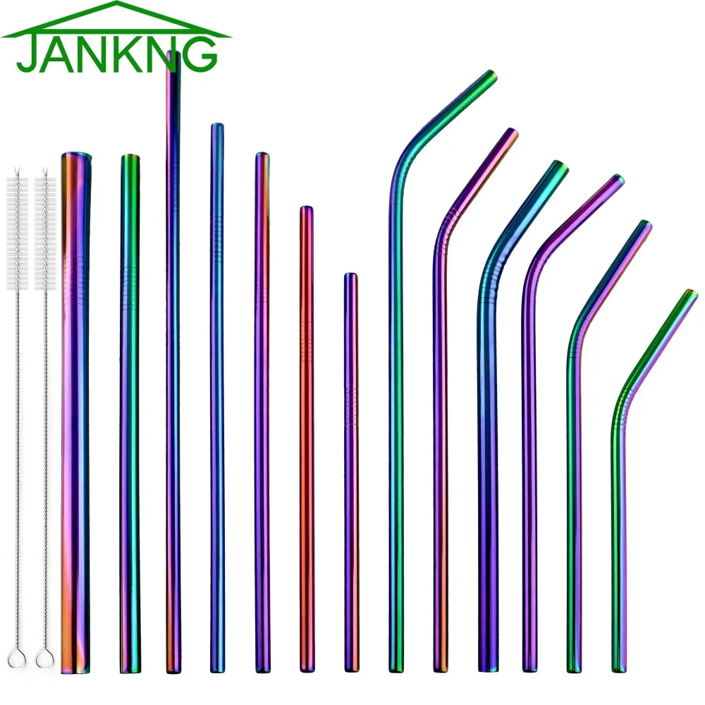 JANKNG короткая 16 см цветная металлическая соломинка 3-шт из нержавеющей стали соломинки многократного использования изогнутая соломинка кружка кофе питьевой соломинка щетка для очистки