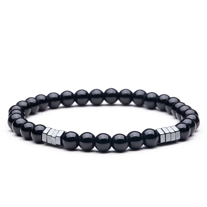 Новый тренд мужской натуральный камень beads бусины браслеты простой стиль черные
