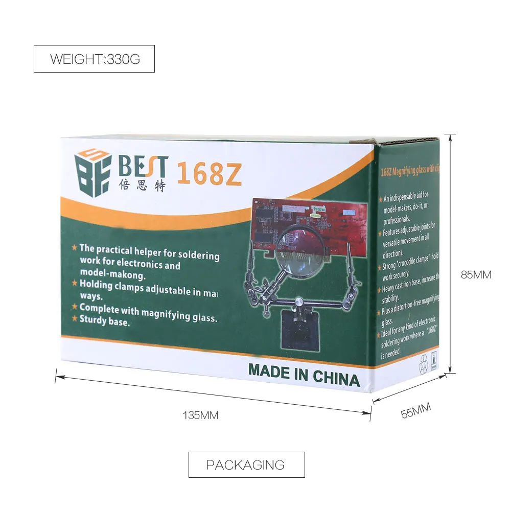 

BST-168Z Magnifying Glass Auxiliary Clip Magnifier Soldering Solder Iron Stand Holder Station Repair Tool