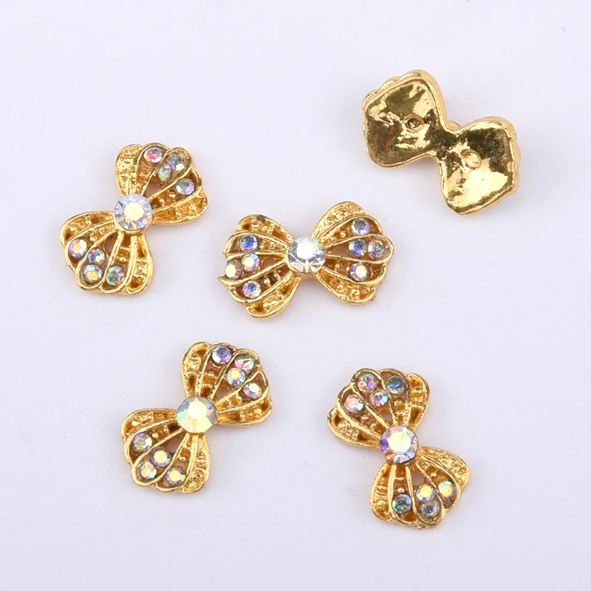 10 шт Серебристые элегантные с украшением в виде кристаллов галстук-бабочка