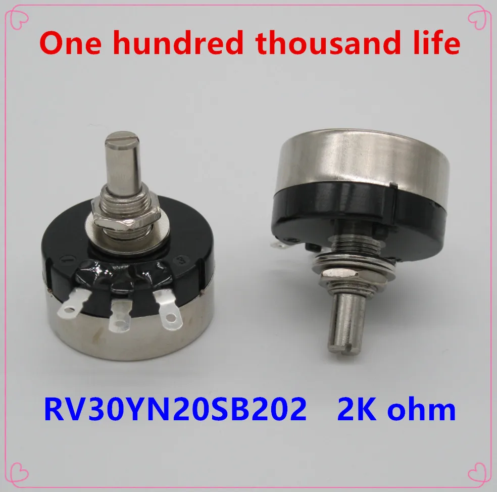 

2pcs RV30YN20S B202 3W , 2k ohm Adjustable Resistance of Single Ring Carbon Film Potentiometer