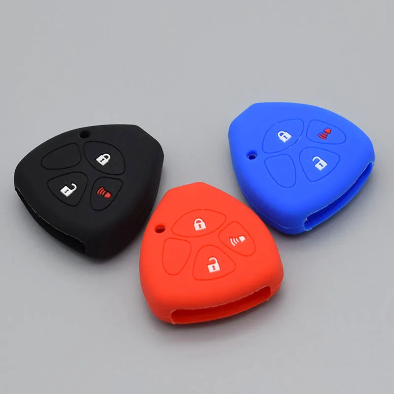Silicone rubber Key fob cover set cap for toyota Hilux Vitz Rav4 Aqua Camry Highlander Land Cruiser Pardo 3 button remote repair |