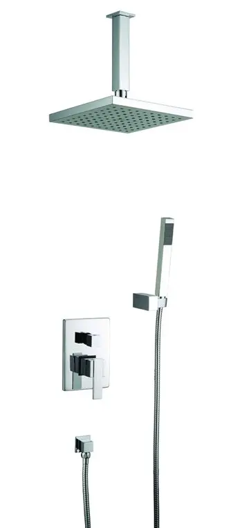 Набор для ванны и душа с смесителем в стену и встроенным краном Sale Seconds Kill с хромированным покрытием, квадратной лейкой 8 дюймов и бесплатной доставкой 17531 [5 лет гарантии].