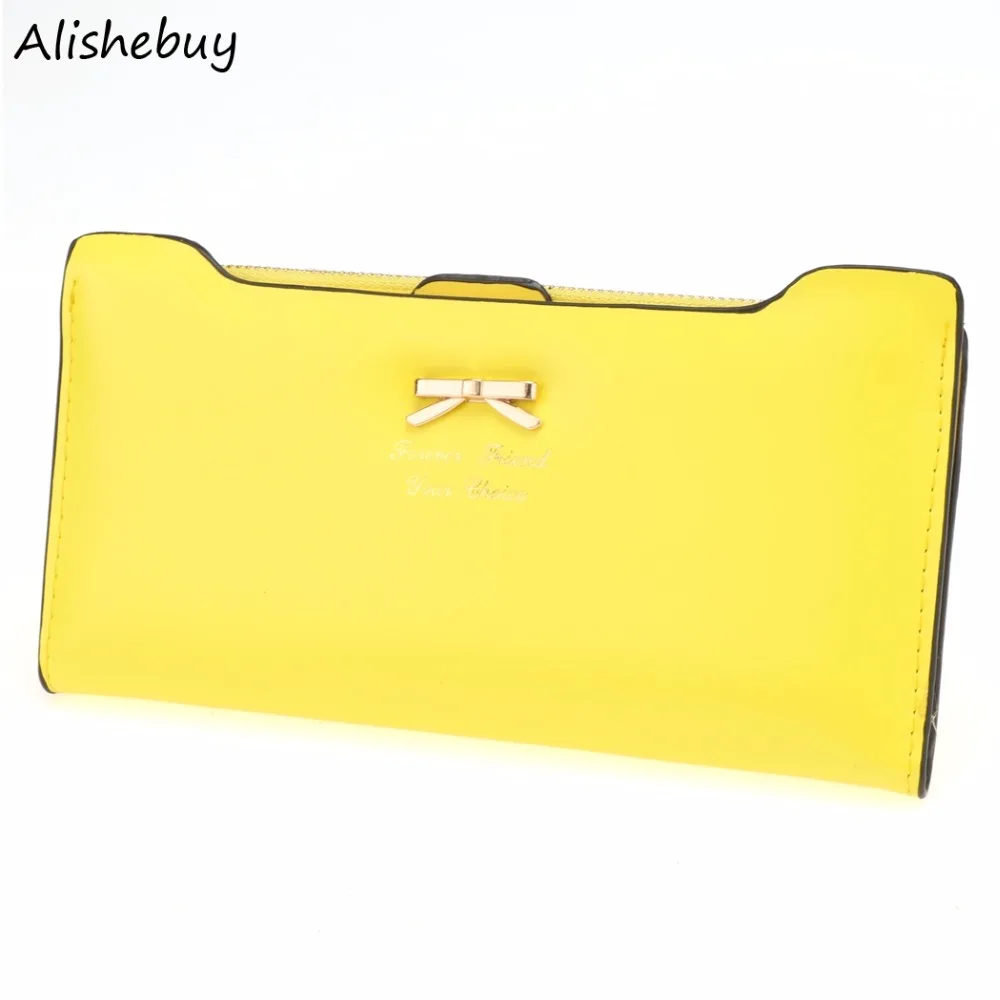Women Purse Bow Knot Leather Wallets Candy Color Long Wallet PU Thin Card Holders Party Work Female Cute SV001309 | Багаж и сумки