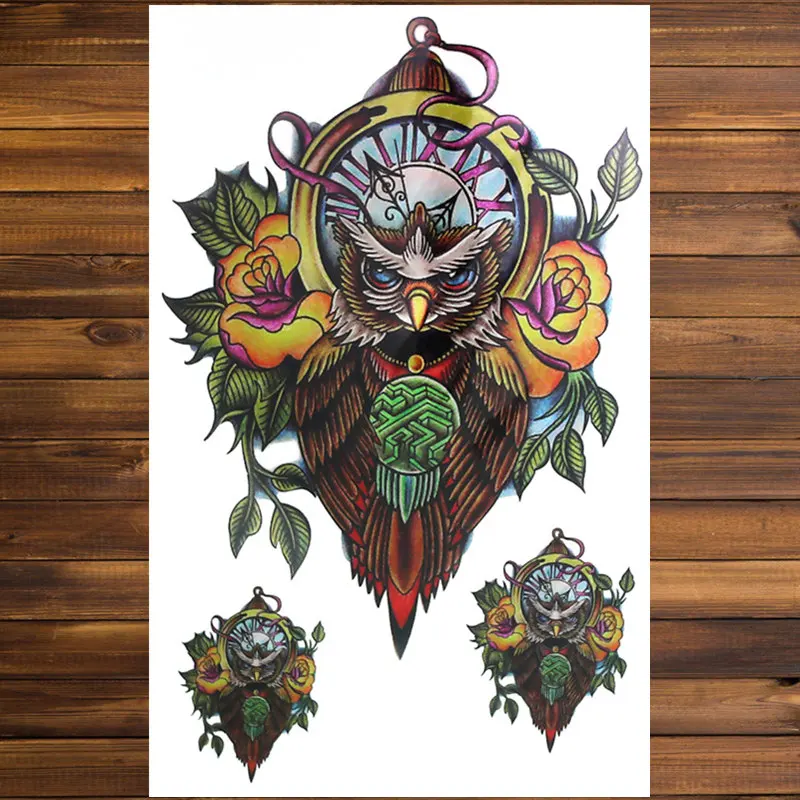 FGHGF часы совы творческие наклейки временная татуировка одноразовая водостойкая
