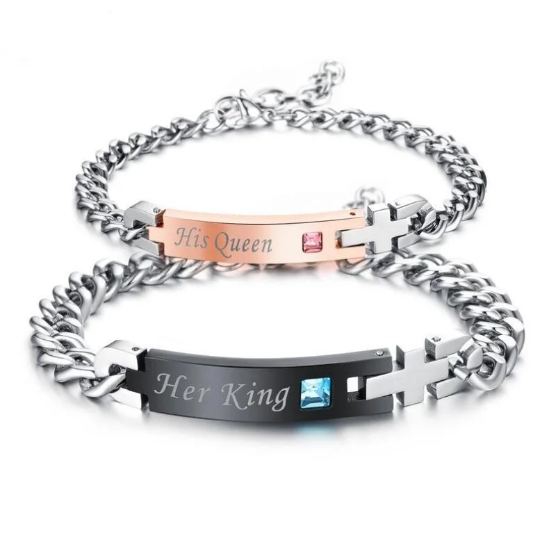 Titanium steel encrusted zircon men and women handchain fine student lovers' bracelest valentine's day gift | Украшения и
