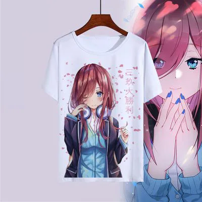 2 Новые футболки с принтом аниме Gotoubun no Hanayome Ichika Nino Miku Nakano, топы с короткими рукавами и принтом, Quintessential Quintuplets, футболки - Цвет: 2
