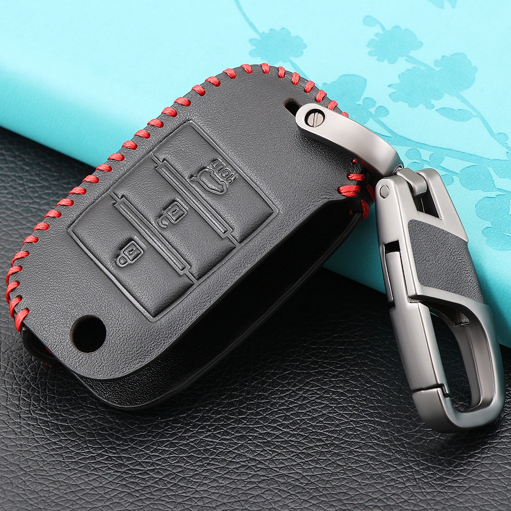 Чехол книжка из натуральной кожи с 3 кнопками для Kia Carens/Cerato/Forte/K2/K3/K5/K4/RIO/Ceed Car Styling