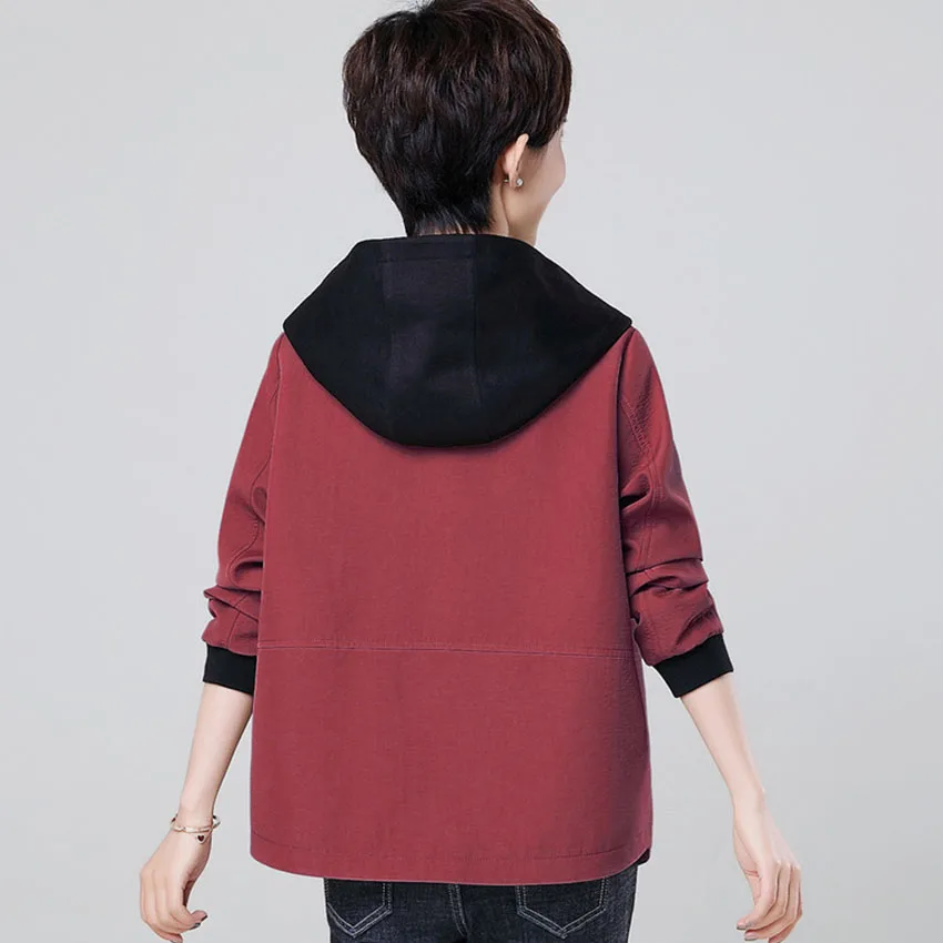 

Color contrast short casual jacket women hooded coat outerwear plus size M - XXXXL new arrival 2019 autumn winter