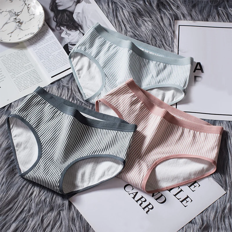 1 шт. женские хлопковые трусы в полоску|Женские трусики| |