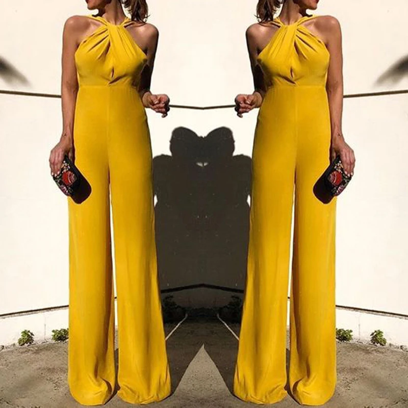 Женский Свадебный комбинезон сексуальный глубокий v-образный вырез Холтер без