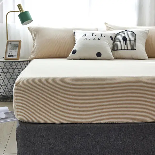 Cotton Fitted Sheet Mattress Cover Four Corners with Elastic Band Bed Sheet Pillowcase Bed Linen Queen King Full Twin Size