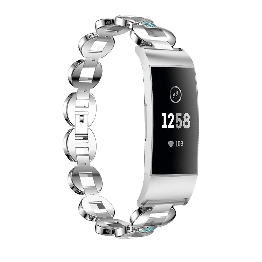 Умные умные часы ремешок Smartband mi band Link металлические браслеты Замена регулируемые ремешки кристалл для Fitbit Charge 3