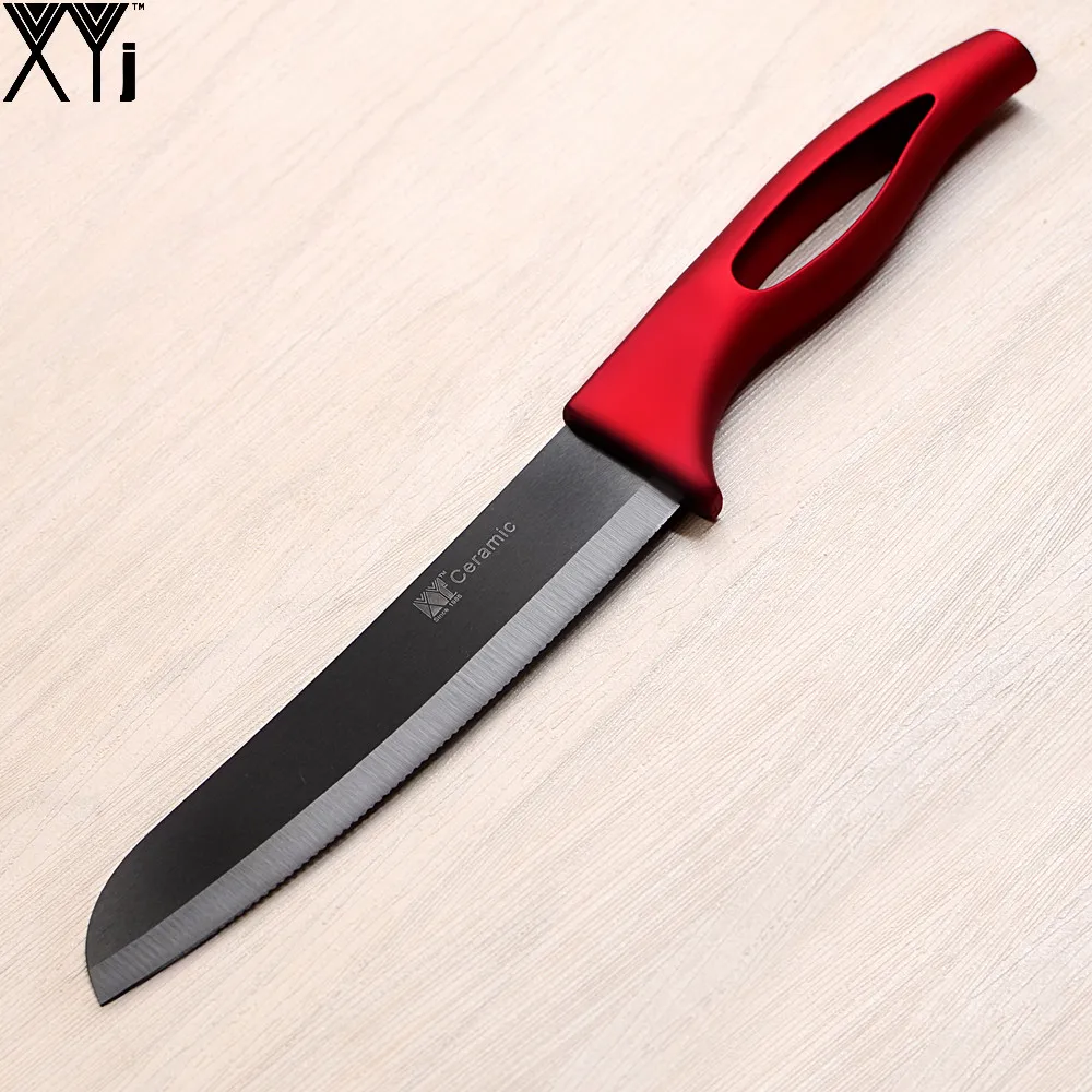 Керамика хлеб Ножи черное лезвие красной ручкой экологичный 6 дюймов santoku xyj