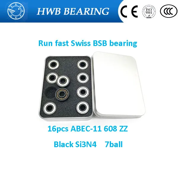 Бесплатная доставка 608z swiss BSB ABEC-11 черный 7 Si3N4 шарики гибридные керамические для