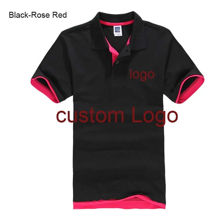 black rose red Рубашка поло на заказ с принтом логотипа компании/отеля/персонала унисекс с коротким рукавом из хлопка - Цвет: black rose red