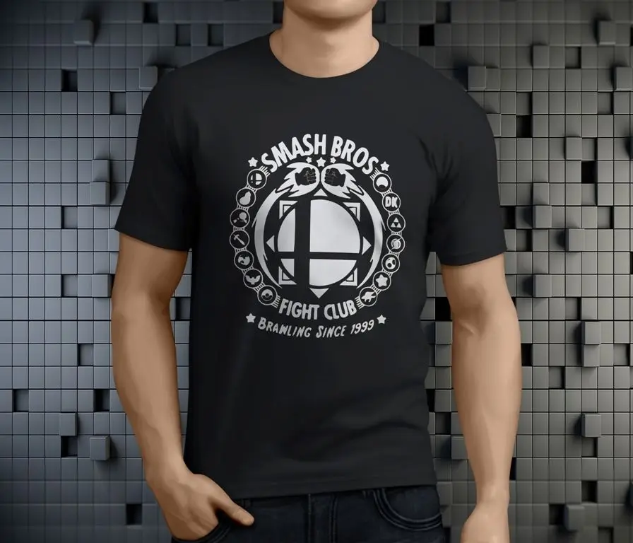 Новые Популярные SUPER SMASH BROS Бойцовский клуб Для мужчин черный футболка Размеры S-3XL