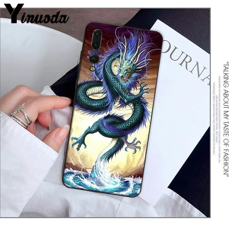 Yinuoda Chinese style Dragon Soft Silicone black Phone Case for Huawei P9 P10 Plus Mate9 Mate10 Lite P20 Pro Honor10 View10 | Мобильные