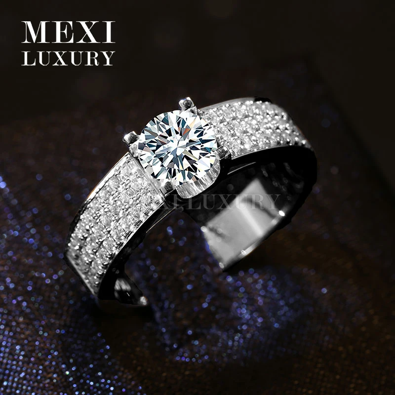 1 карат центр Камень DEF Цвет Moissanites Обручение кольцо для Для мужчин|Кольца| |