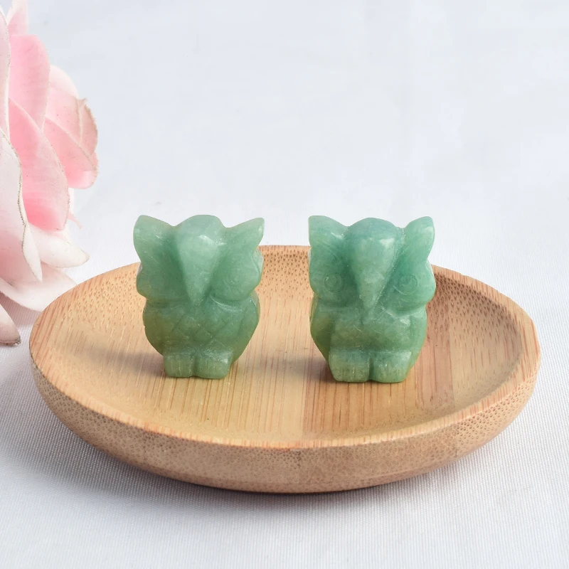 Фигурки из натуральной зеленой авантюрина 2 шт. мини фигурки с животными резьба 1