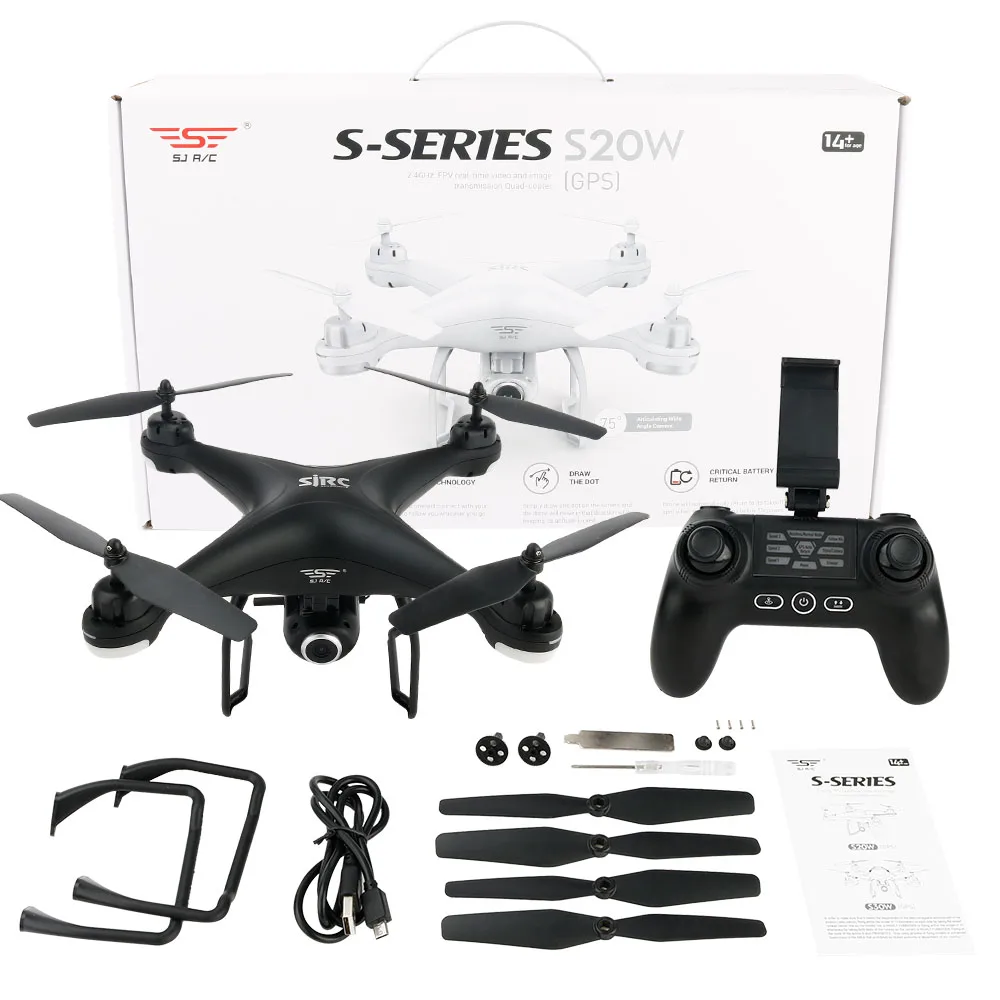 SJRC/S20W Дрон 2 4 GHz GPS WiFi FPV Трансмиссия квадрокоптера с 720P широкоугольной HD