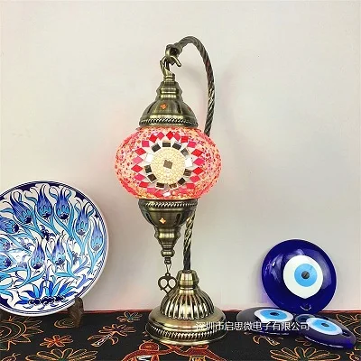 style C Турецкая мозаичная настольная лампа, винтажный арт-деко, ручной работы, lamparas de mesa, мозаичный стеклянный романтичный светильник для кровати, lamparas con mosaicos - Цвет абажура: style C