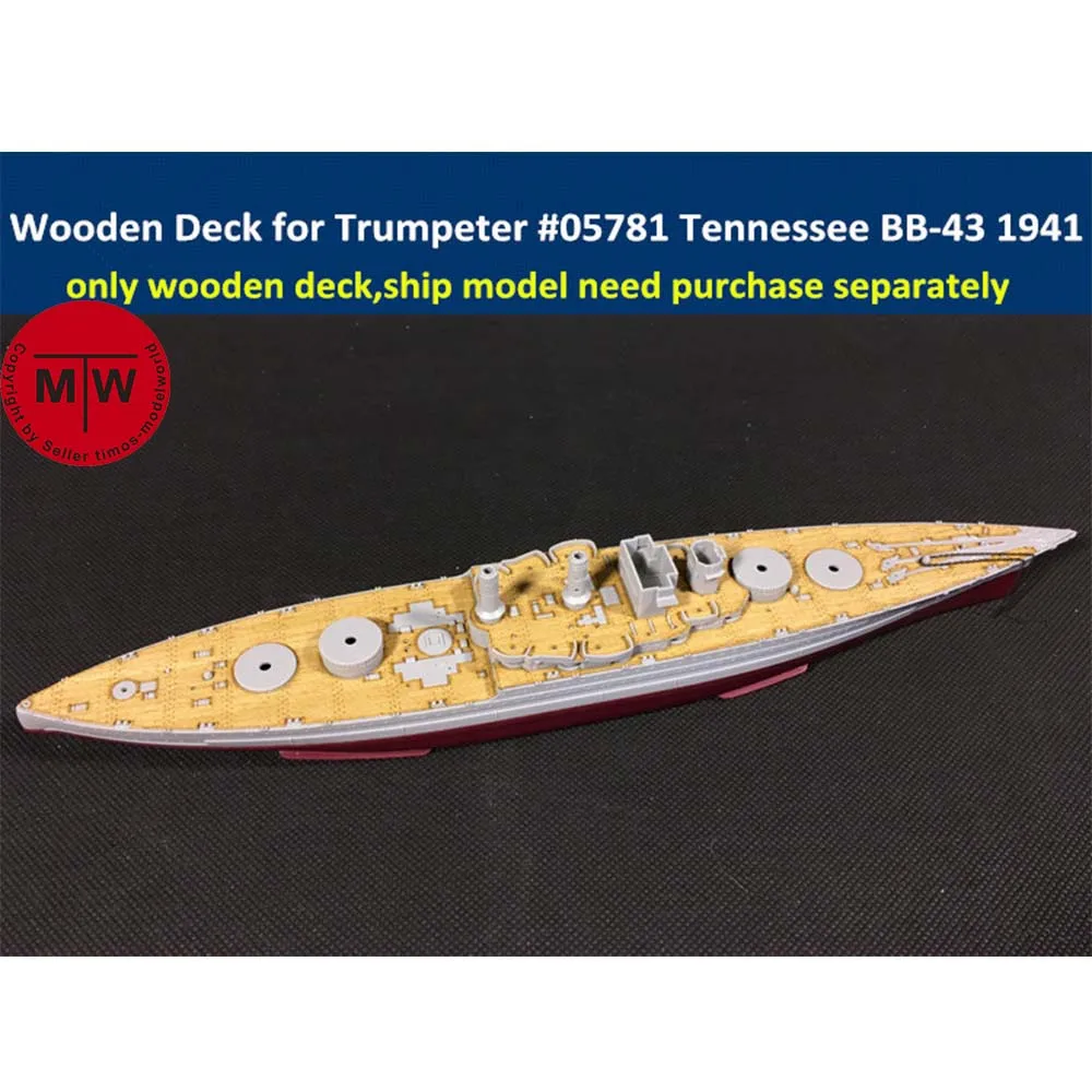 Фото Деревянная палуба в масштабе 1/700 для модели корабля Trumpeter 05781 USS Tennessee BB-43 1941 года №3